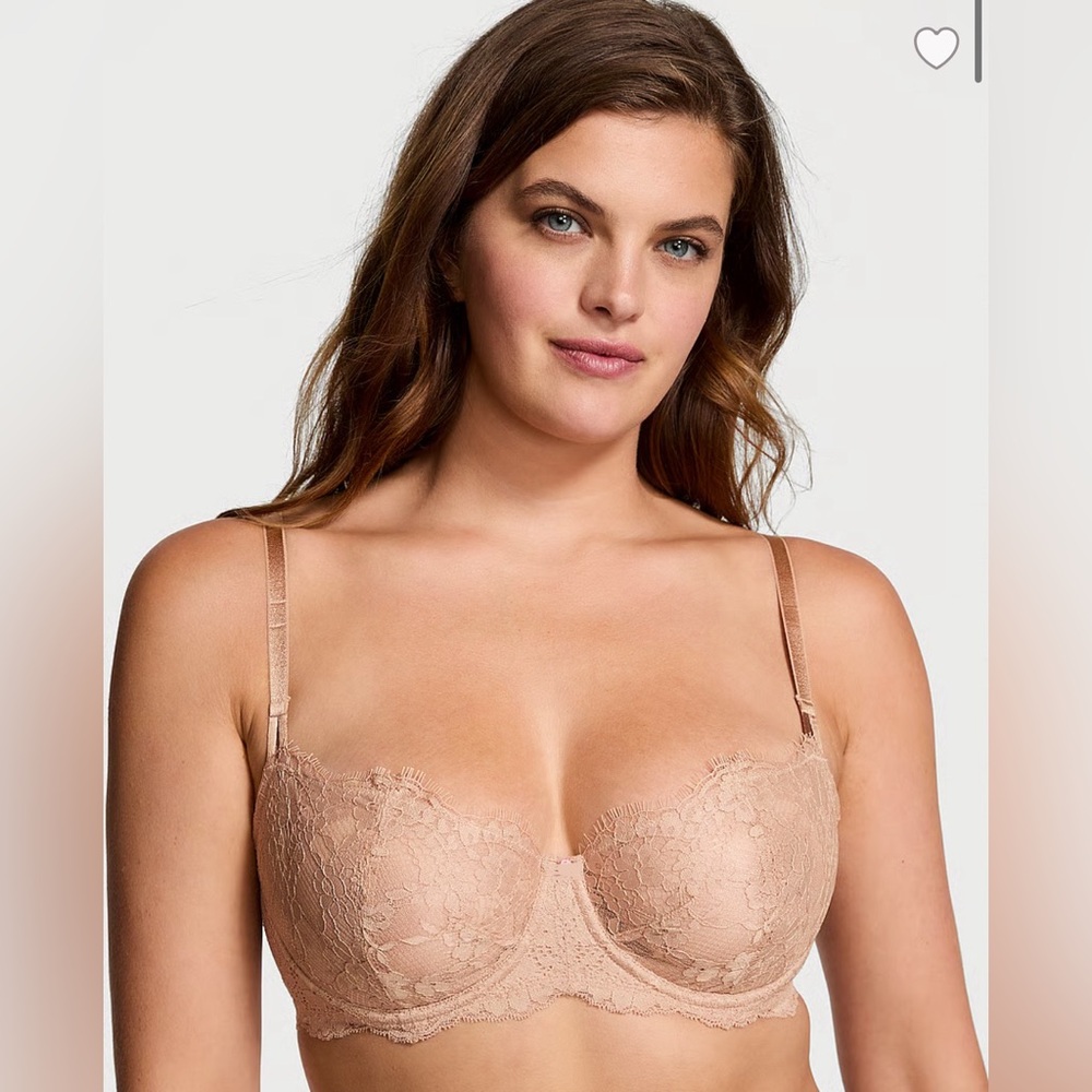 BODY BY VICTORIA very sexy Wicked Unlined Lace Balconette Bra - praline tan 34 D